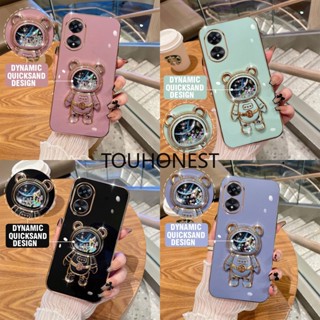 เคส Oppo A78 เคส Oppo A71 เคส Oppo A53 เคส Oppo A54 เคส Oppo A1 Pro Case Oppo A58 Case Oppo Find X5 Pro Case Oppo A9 2020 Case Oppo A1K Case Silicone Liquid Quicksand Astronaut Bracket Stand Soft Cover Phone Case โทรศัพท์ซิลิโคน แบบนิ่ม ลายนักบินอวกาศ