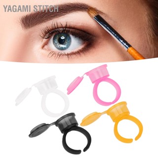 Yagami Stitch 50Pcs Microblading Pigment Ring Cups พร้อมฝาครอบสำหรับหมึกสักคิ้วแต่งหน้ากึ่งถาวรคอนเทนเนอร์กาว