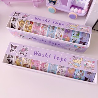 สติกเกอร์เทปวาชิ ลายตัวละคร Sanrio น่ารัก DIY สําหรับตกแต่งสมุดโน้ต 10 ม้วน