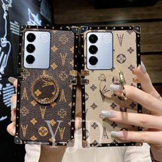 Yjd เคสโทรศัพท์มือถือ กันกระแทก ลายดอกไม้ ประดับเพชร พร้อมขาตั้ง สําหรับ Vivo V27 Pro V27e