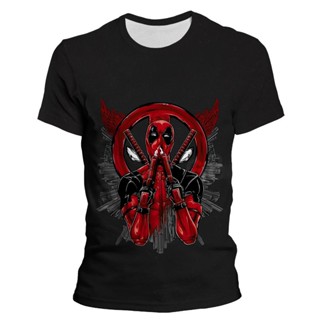 เสื้อยืดแขนสั้น พิมพ์ลาย Marvel Deadpool 3 มิติ สไตล์ฮาราจูกุ แฟชั่นฤดูร้อน สําหรับผู้ชาย และผู้หญิง