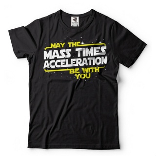 [S-5XL]เสื้อยืดคอกลม แขนสั้น พิมพ์ลาย May The Mass Times Acceleration Be With You ทรงหลวม สําหรับผู้ชาย