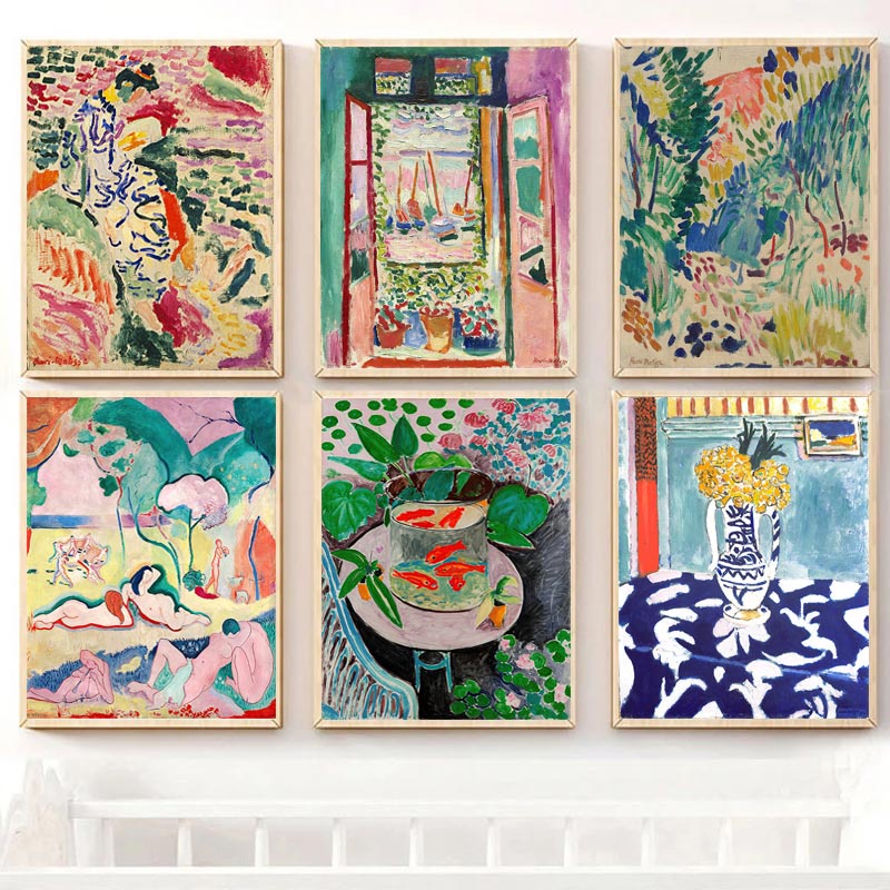 Matisse โปสเตอร์ย้อนยุค นามธรรม ภูมิทัศน์ ผนัง ศิลปะ ภาพวาด วินเทจ ผนัง รูปภาพ สําหรับห้องนั่งเล่น ตกแต่งบ้าน