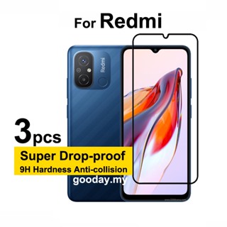 ฟิล์มกระจกนิรภัยกันรอยหน้าจอ แบบเต็มจอ สําหรับ Redmi 12C Redmi 12C 10C 10A A1 Plus Redmi Note 12 11s 11 Pro Plus 5G 3 ชิ้น