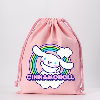 ใหม่ Kawaii Sanrio กระเป๋าเครื่องสําอาง ลายการ์ตูน Cinnamoroll Kuromi Melody น่ารัก แบบพกพา มีหูรูด สําหรับเด็ก