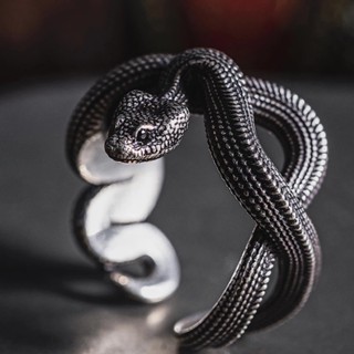 New Vintage European and American Python Ring Dark Punk Style Three-dimensional Snake Ring Snake Winding Ring