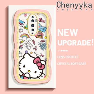 สําหรับ OPPO Reno 2F Reno 2Z เคสการ์ตูน น่ารัก โชคดี hello kitty รูปแบบใหม่ ครีม ขอบคลื่น ใส เคสโทรศัพท์ป้องกัน