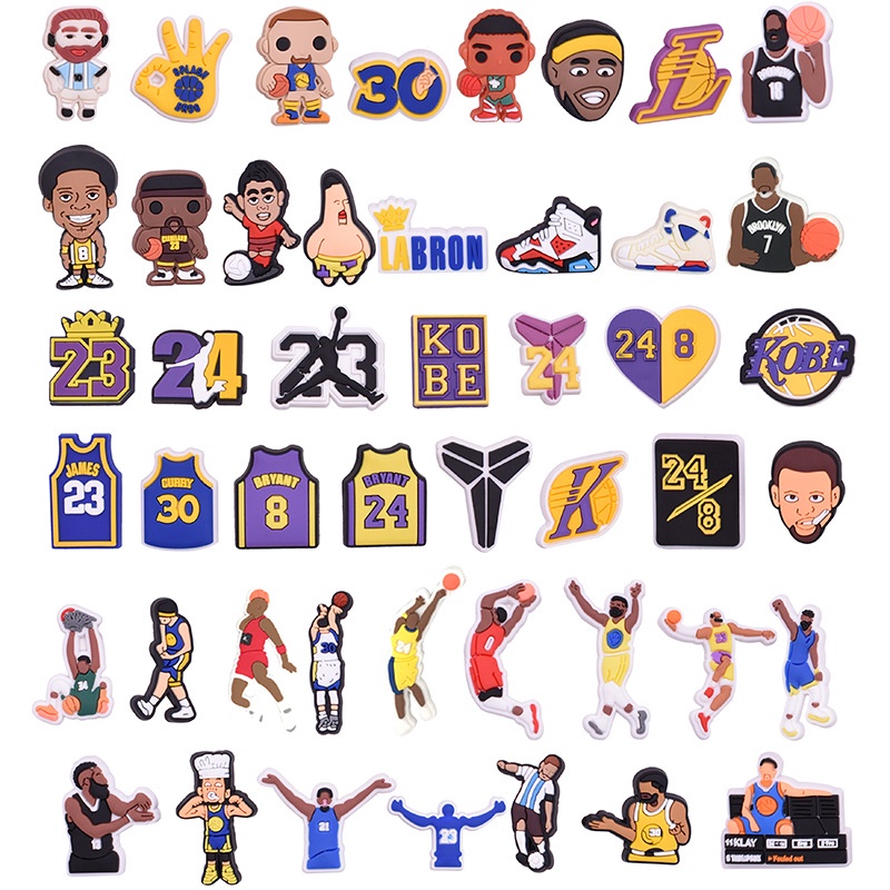 NBA series Jibbitz จิ๊บบิท อุปกรณ์ตกแต่งรองเท้า ชุดเซต Charms ตัวการ์ตูนน่ารัก ลายหลากหลาย แบบหัวเข็มขัด/มีรู