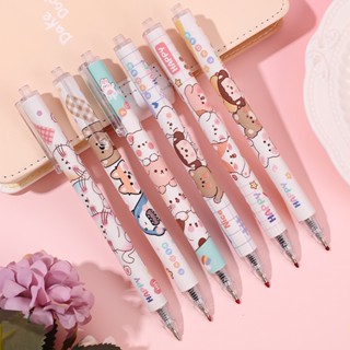 ปากกาแอคชั่น แบบกด ขนาด 0.5 มม. 0.5 มม. ลายการ์ตูนน่ารัก สีดํา สําหรับนักเรียน