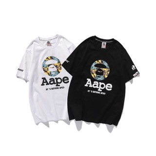 เสื้อยืดแขนสั้น ผ้าฝ้าย พิมพ์ลายโลโก้ตัวอักษร Aape ape head ทรงหลวม สไตล์คลาสสิก เหมาะกับฤดูร้อน สําหรับผู้ชายS-5XL