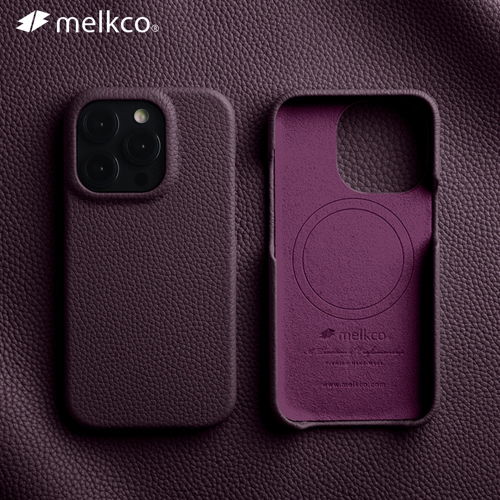 Melkco เคสหนังพรีเมี่ยมสําหรับ iPhone 14 Pro Max 15 Plus 16 Pro แม่เหล็กหรูหราแฟชั่นธุรกิจหนังวัวธรรมชาติฝาครอบโทรศัพท์