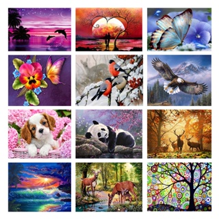 ครอสติสคริสตัล ภาพปักเพชรคริสตัล 20x30cm 5D DIY Diamond Painting ภาพวาด ครอสติสคริสตัล Landscape Animal อนิเมะ ตกแต่งบ้าน