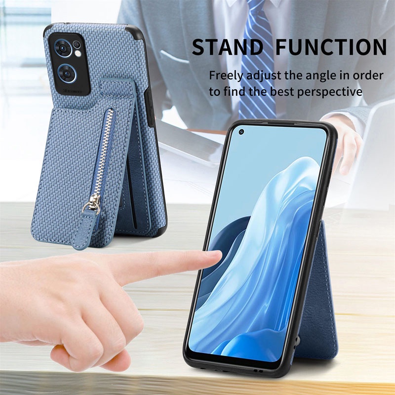 กรณีพลิกสําหรับ OPPO Reno 14F 14 13F 13 12 11 11F 11A 10 Pro Plus 8T 8Z 7 A96 หนังขาตั้งโทรศัพท์ปลอกพร้อมช่องใส่การ์ดซิป ราคา ถูกที่สุด ดีลบีเคเค แกลเลอรีภาพที่ 9