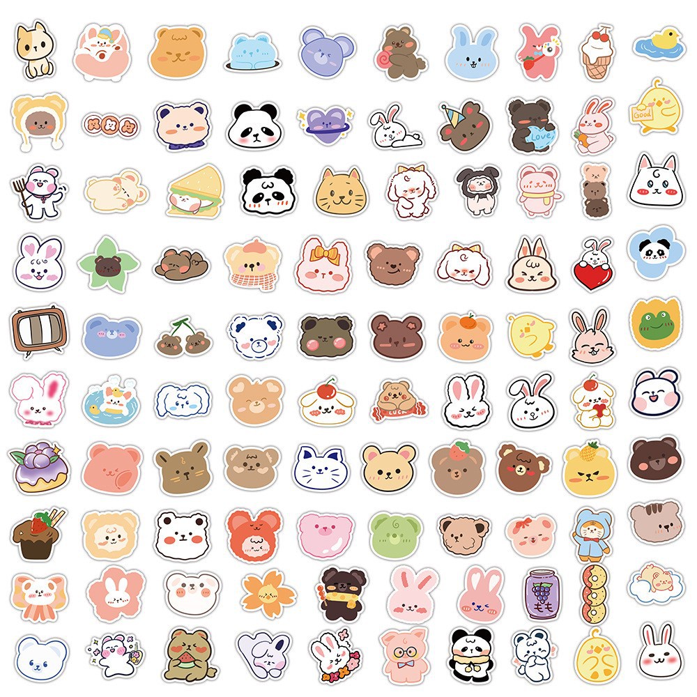 100 ชิ้นหมีน่ารักสติกเกอร์ไวนิลสติกเกอร์กันน้ําสําหรับ Loptop ขวดน้ําสเก็ตบอร์ด Decals (BringWealth)