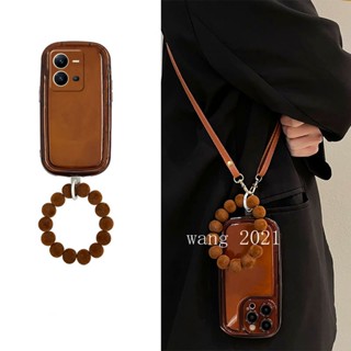 Phone Case เคส VIVO V25e V25 Y02 Y02s Y01 V23 V23e 4G 5G Elegant Caramel Bracelet Leather Lanyard Casing VIVO T1x Y33T Y21T Y21A Y33s Y21s Y21 Y15A Y15s Shockproof Silicone Soft Cover เคสโทรศัพท