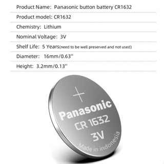 ถ่านกระดุม PANASONIC CR1632 CR 1632 3V Lithium Battery For Watch Calculator Clock Remote Control Toys Button Coin Cell.