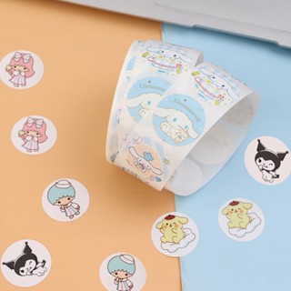 500 ชิ้น / ม้วน สมุดภาพ ซองจดหมาย DIY ฉลากการ์ตูน Sanrio สติกเกอร์ ทรงกลม มีกาวในตัว งานฝีมือ สํานักงาน ฉลากกระดาษ กล่องดินสอ ของขวัญ การ์ด แท็กตกแต่ง