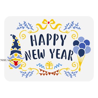 1pc  Happy New Year Stencil Christmas Gnome Balloons Painting Stencil 29.7x21cm Large Christmas Drawing Stencil Reusable Craft Stencil for Wall Window Ceiling Home Decoration