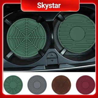 Skystar แผ่นรองแก้วซิลิโคน กันลื่น ยืดหยุ่น สําหรับภายในรถยนต์ 4 ชิ้น