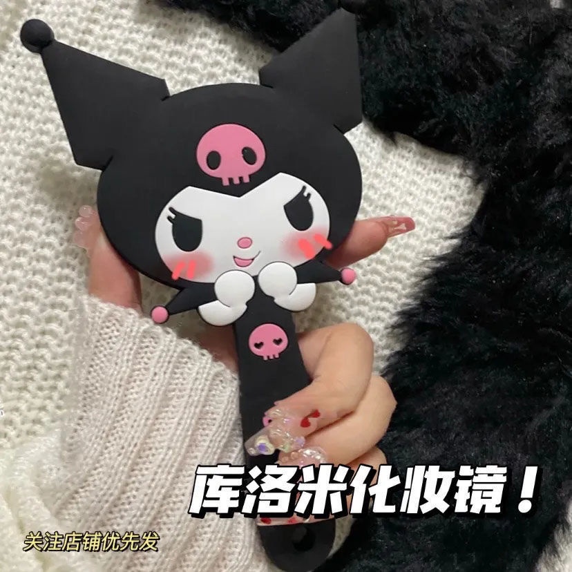 Sanrio Kuromi กระจกแต่งหน้า ซิลิโคนนุ่ม แบบพกพา ลายมายเมโลดี้ หัวใจ ของขวัญเปลี่ยนกระจก ขนาดเล็ก