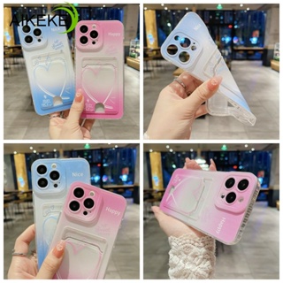 เคสโทรศัพท์มือถือแบบนิ่ม ใส พร้อมช่องใส่บัตร รูปหัวใจ สําหรับ Samsung Galaxy A31 A23 F22 A21S A21 A20S A20 A30 A04S A32 A24 M32 M22 M13 A14 4G A22 A14 A13