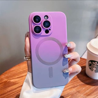 เคสโทรศัพท์มือถือแบบนิ่ม กันกระแทก ไล่โทนสีเมทัลลิก พร้อมฟิล์มแม่เหล็ก สําหรับ iPhone 14 13pro max 14pro max 14plus