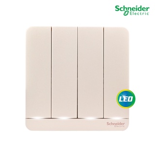 Schneider Electric สวิตช์ไฟทางเดียว 4 ช่อง LED สีทอง One Way Switch, LED 16AX, 250V, รุ่น AvatarOn E |E8334L1LED_WG_G5