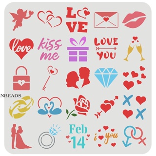 1pc  Valentines Day Cookie Stencil 30x30cm 25 Patterns Craft Stencil Coffee Cake Templates Decoration Love Heart Rose Lover Couple Painting Stencils for Scrapbook Fabric Tiles