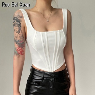 RUO BEI XUAN ฤดูร้อนเกาหลีใหม่สไตล์เกาหลีเสื้อกล้ามสั้นเซ็กซี่