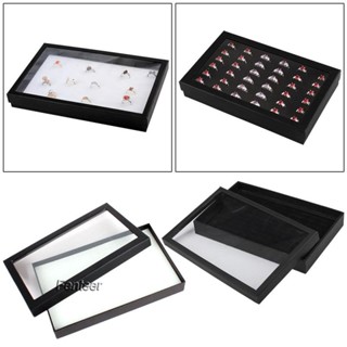 [Fenteer] กล่องโชว์แหวน 36 ช่อง พร้อมฝาปิดใส สําหรับจี้