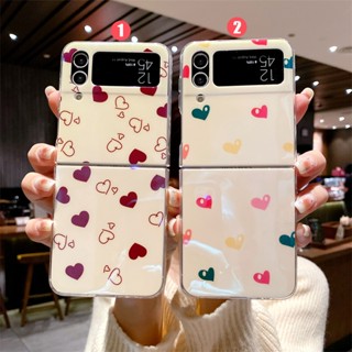 เคสโทรศัพท์มือถือ ป้องกันกระแทก เต็มจอ เต็มจอ ลายหัวใจ หลากสี สําหรับ Samsung Z Flip4 3 W23 Flip 5G Galaxy Z