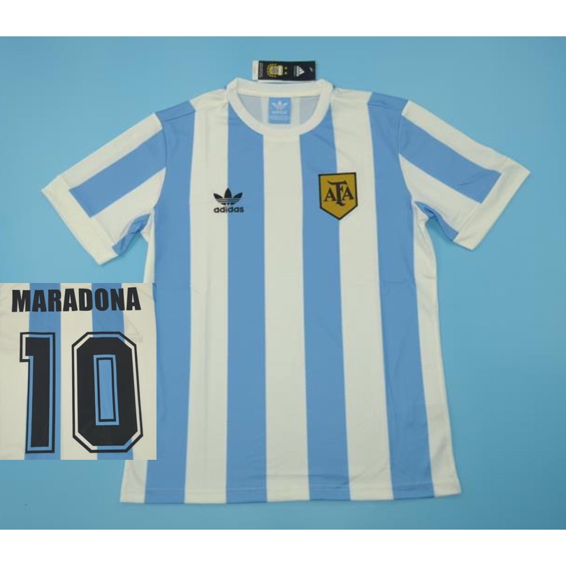 เสื้อกีฬาแขนสั้น ลายทีมชาติฟุตบอล Argentina Home Away Maradona 1986 1978 ชุดเหย้า สําหรับผู้ชาย