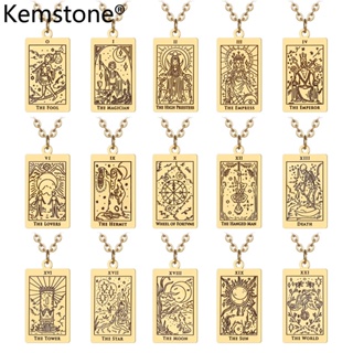 Kemstone เครื่องประดับ สร้อยคอ จี้ไพ่ทาโรต์ สเตนเลส สไตล์ฮิปฮอป สร้างสรรค์ ให้เป็นของขวัญนําโชค สําหรับผู้ชาย และผู้หญิง