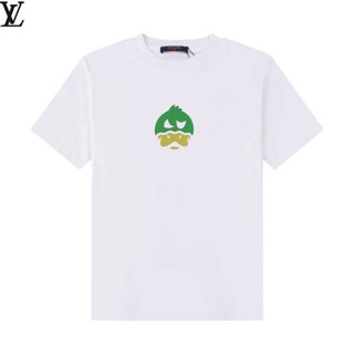 [S-5XL] Lv2022 ใหม่ เสื้อยืดแขนสั้น ผ้าฝ้าย พิมพ์ลายการ์ตูนเป็ด สีขาว แฟชั่นฤดูร้อน สําหรับผู้ชาย และผู้หญิง