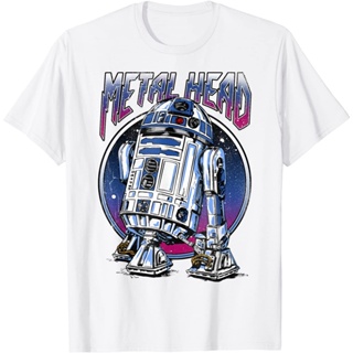 เสื้อยืดแขนสั้นเสื้อยืดลําลอง แขนสั้น พิมพ์ลาย Baju Kaos Star Wars R2D2 สไตล์วินเทจ สําหรับผู้ชาย และผู้หญิง เสื้อยืด สํ