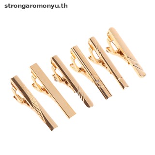 Strongaromonyu คลิปหนีบเนคไท แบบสั้น สีทอง เรียบง่าย สําหรับผู้ชาย 1 ชิ้น