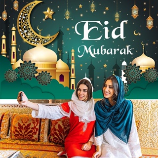 ธงแบนเนอร์ Hari Raya Eid Mubarak สีดํา ขนาด 120x80 ซม. สําหรับตกแต่งบ้าน 120x80 ซม.