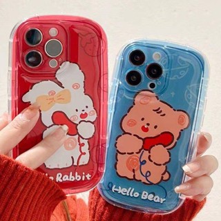 เคสโทรศัพท์มือถือ ซิลิโคน TPU นิ่ม ใส กันกระแทก ลายกระต่าย หมีน่ารัก สําหรับ iPhone 11 14 13 12 Pro XS Max X XR 7 8 Plus