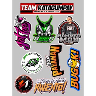 สติกเกอร์มอเตอร์ คุณภาพดี (Bugok, team payaman, team katagumpay, jawo motovlog, jetlee, hammerman และอื่น ๆ ) 1 ชุด