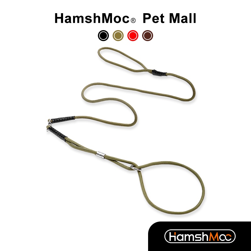 HamshMoc ไม่มีดึงสุนัขเดินจูงปรับเชือกสุนัขจูงแบบบูรณาการปลอกคอสุนัขและสายจูงการฝึกอบรมลื่นอุปกรณ์ควบคุมตะกั่วส