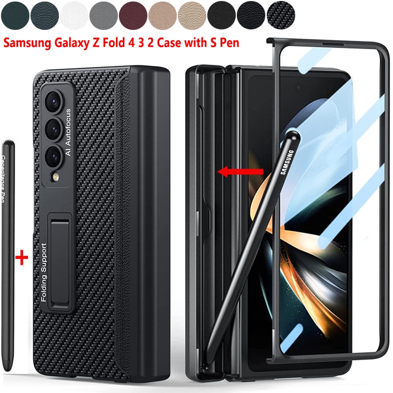 [ใหม่] สําหรับเคส Samsung Galaxy Z Fold 2 พร้อมบานพับและเคสปากกา และปลอก ZFold 3 4 พร้อมปากกา