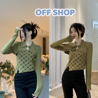 OFF SHOP พร้อมส่ง (OFF-68116+68116-1) เซ็ตเสื้อสายเดี่ยว+เสื้อคลุมไหมพรม ลายตัวอักษร RR ใส่สบายมาก