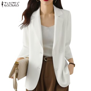 ZANZEA Women Fashion Loose Solid Full Sleeve Formal Button Down Front Blazer