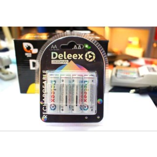 ถ่านชาร์จคุณภาพ Deleex AA 1.2V Ni-MH 1 แพค 4 ก้อน แถมฟรีกล่องใส่ถ่าน ถ่าน