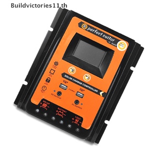 Buildvictories11 PWM ตัวควบคุมการเก็บประจุพลังงานแสงอาทิตย์ 12 24V 30 50 70A USB คู่ 5V LCD TH