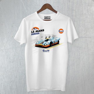 เสื้อยืดพิมพ์ลาย2023เสื้อยืดพิมพ์ลายพรีเมี่ยม [S-5XL]Porsche 917 Gulf 1968 Le Steve Mcqueen เสื้อยืดลําลอง แขนสั้น พิมพ์