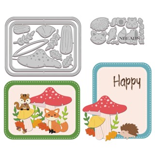 1Set Mushroom and Animals Cutting Dies Metal Fox Squirrel Hedgehog Die Cuts Embossing Stencils Template for Paper Card Making Decoration DIY Scrapbooking Album Craft Decor