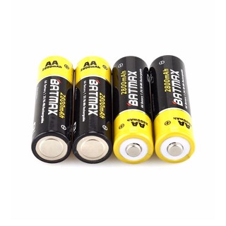 ถ่านชาร์จ AA แท้ แพ็ค 4 ก้อน High-Capacity 2800mAh AA NiMH Rechargeable Batteries for Camera, r ถ่าน