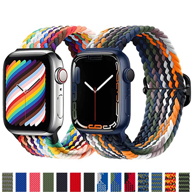 Braided Solo Loop สําหรับ iWatch series 10 46 มม.42 มม.ไนลอนปรับยืดหยุ่นสําหรับ iWatch ultra 987 45 มม.41 มม.Ultra 49 มม.สาย
