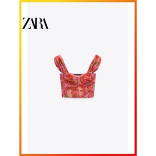 Zara ใหม่ เสื้อยืด คอร์เซ็ท ผ้าไหม ตาข่าย สําหรับผู้หญิง 5039683 116